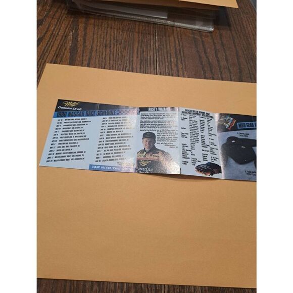 1990 Rusty Wallace MGD NASCAR Schedule Foldout Miller Beer Promo Racing Cruise - Picture 5 of 6